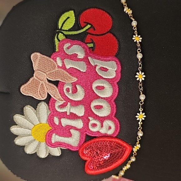 Black Cap with Colorful Embroidery - Picture 2 of 4